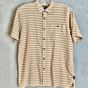 Patagonia Flannel Shirt Mens Medium Organic Cotton Short Sleeve Button Up Plaid